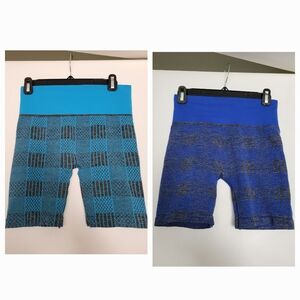 2/$10 Women's Blue Spandex‎ Stretchy Biker Shorts One Size
